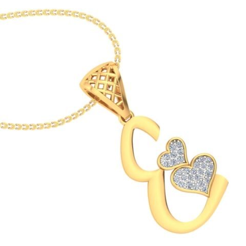 Elegant “E” Initial Diamond Pendant