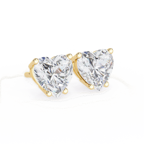 Romantic Heart-Shaped Diamond Stud Earrings