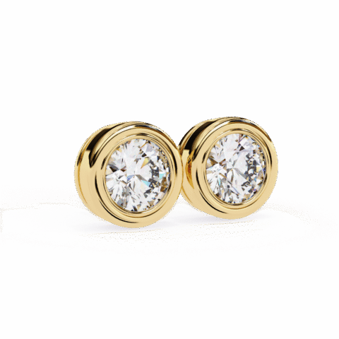 Bold Bezel-Set Round Diamond Stud Earring