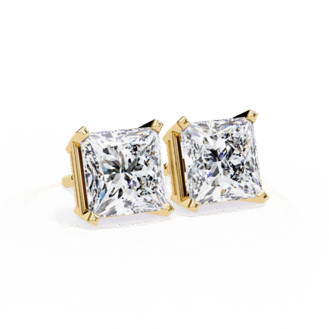 Princess Cut Solitaire Stud Earrings