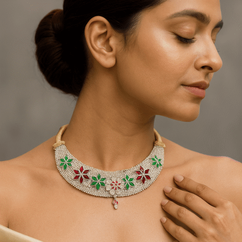 Floral Beaded Choker